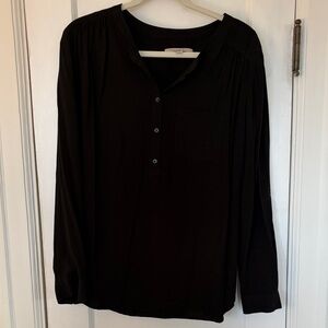 LOFT long sleeve black half button shirt